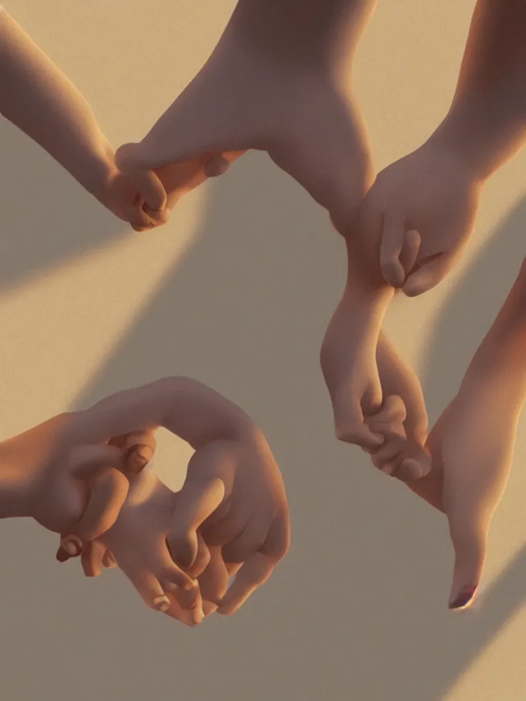 Image similar to holding hands, by disney concept artists, blunt borders, golden ratio, beautiful light