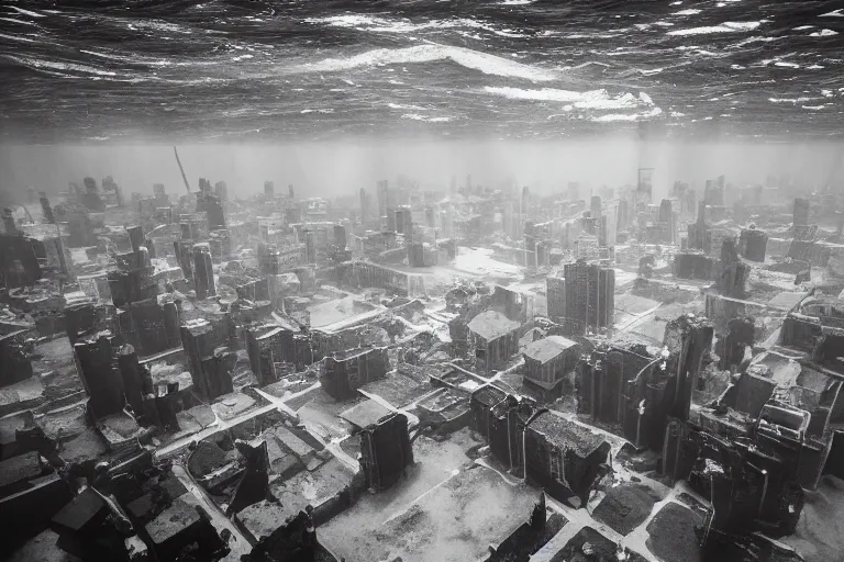 Image similar to underwater city, photograph,