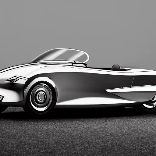 Image similar to 1957 car designed by Cartier. Studio lighting.