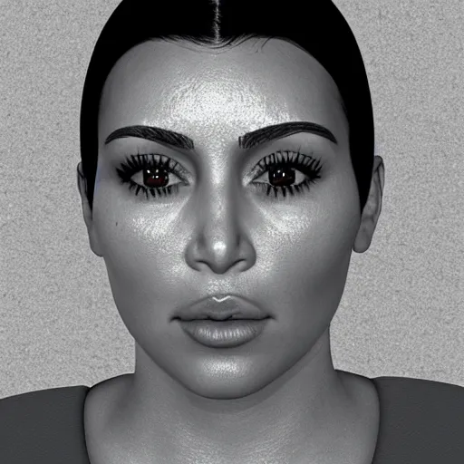 Prompt: photorealistic kim kardashian jail mugshot