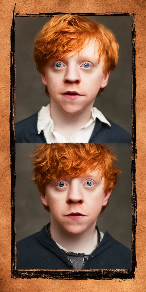 Image similar to photo photorealistic portrait photograph of Rupert Grint as Ronald Weasley. william adolphe bouguereau. During golden hour. soft light Extremely detailed. detailed photograph Beautiful. 4K. Award winning.