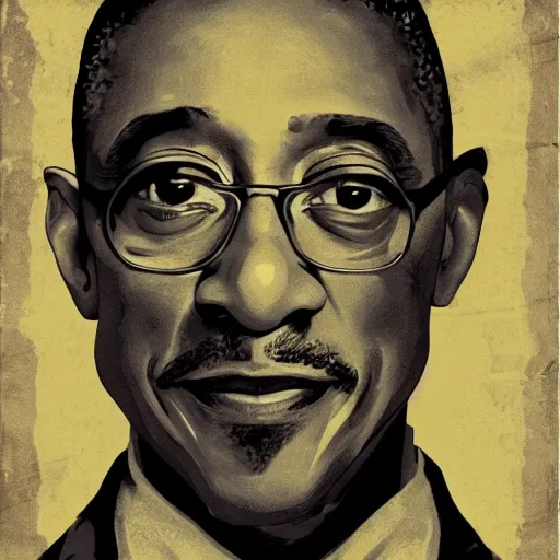 Prompt: Giancarlo Esposito depicted in an old style propaganda poster