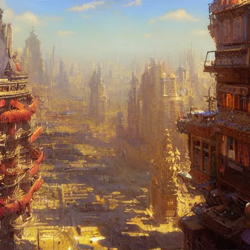 Image similar to detailed cinematic wide shot of world city, ultra realistic, spring light, painting by gaston bussiere, craig mullins, j. c. leyendecker