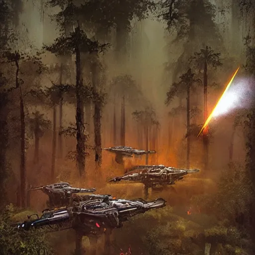 Prompt: battle of endor by dali, epic scope, cinematic lighting.