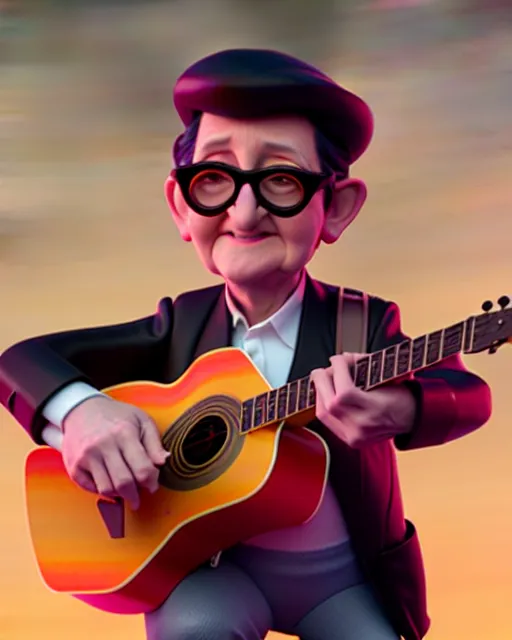 Prompt: disney pixar portrait 8 k photo of roy orbison on a smoky stage : : by weta, greg rutkowski, wlop, ilya kuvshinov, rossdraws, artgerm, annie leibovitz, rave, unreal engine, alphonse mucha : :