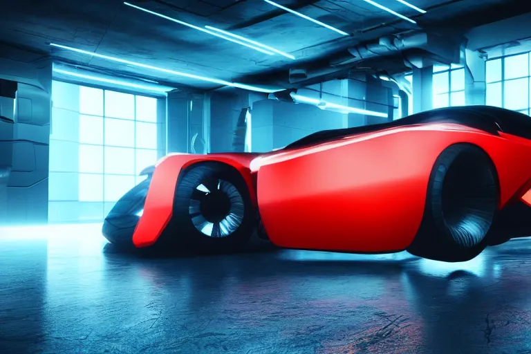 Image similar to cyberpunk year 1 0 0 0 0 concept inspired sports car, futuristic look, highly detailed body, very expensive, photorealistic camera shot, bright studio setting, studio lighting, crisp quality and light reflections, unreal engine 5 quality render