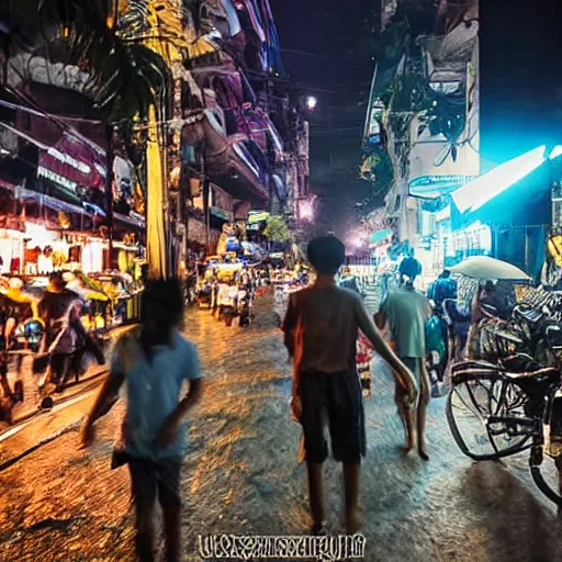 Prompt: jakarta night life undercover in realistic art, award winning photo