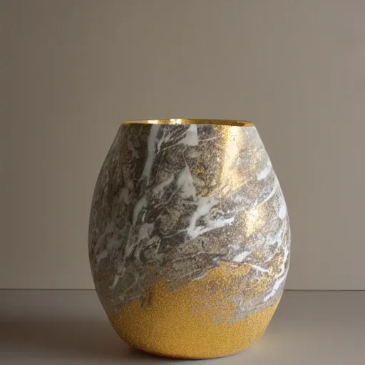 Prompt: photo of marble and gold vase, cinestill, 8 0 0 t, 3 5 mm, full - hd