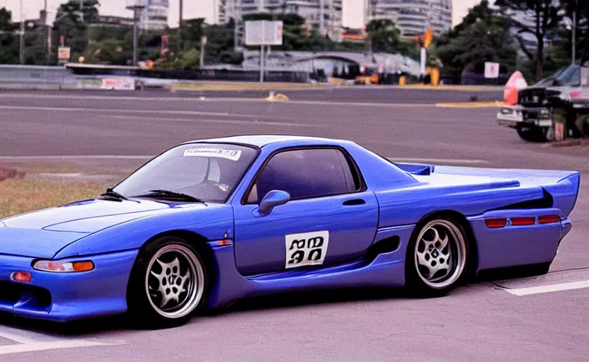 Image similar to 1996 poloid photograph of 1995 FD RX-7 racing on wangan highway noght time japan night time midnight club aesthetic Pinterest