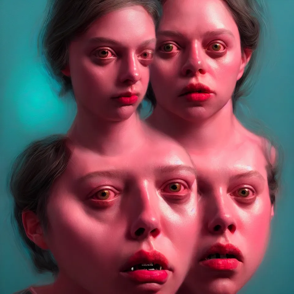 Prompt: bright realistic todd solondz turning into a woman, diffuse lighting, fantasy, intricate, elegant, highly detailed, lifelike, photorealistic, digital painting, artstation, illustration, concept art, smooth, sharp focus, art by francis bacon