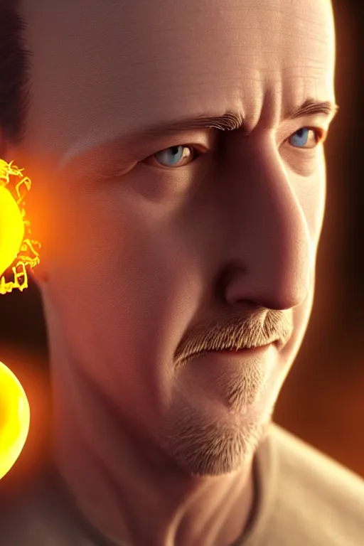 Image similar to edward norton face inside a fried egg yolk, ef 8 5 mm f 1. 8 usm, bionic scifi alexandre ferra, hyper detailed, digital art, trending in artstation, cinematic lighting, studio qualit, smooth render, unreal engine 5 rendered, octane rendered