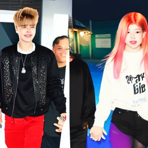 Image similar to justin bieber holding hands with Dahyun