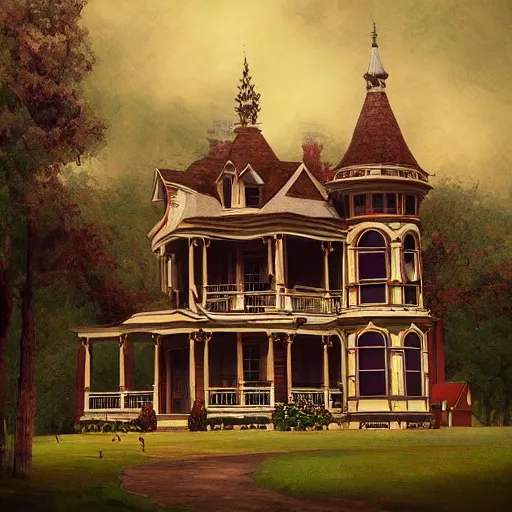 Prompt: Victorian Style home, painting, trending on artstation