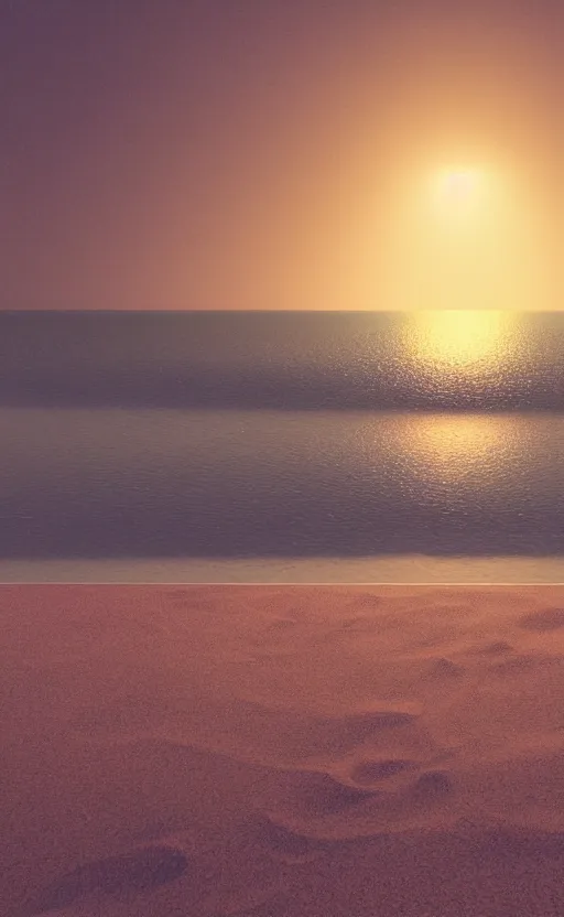 Image similar to beach at night, soft render, volumetric lighting, 3d grainy aesthetic illustration