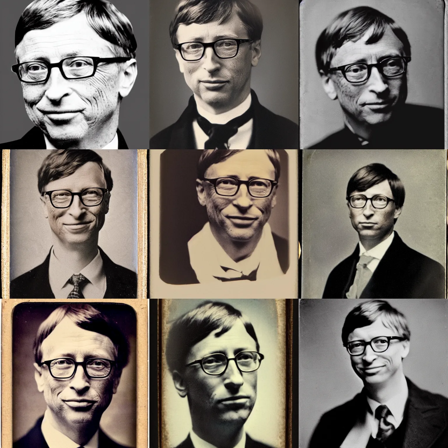 Prompt: vintage daguerreotype of bill gates