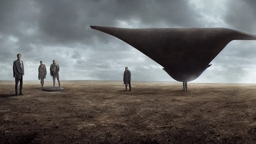 Image similar to the Corbin Project, film still from the movie directed by Denis Villeneuve with art direction by Salvador Dalí, wide lens