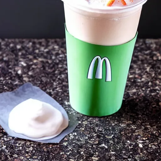 Image similar to a mcdonalds milkshake made out of crystal