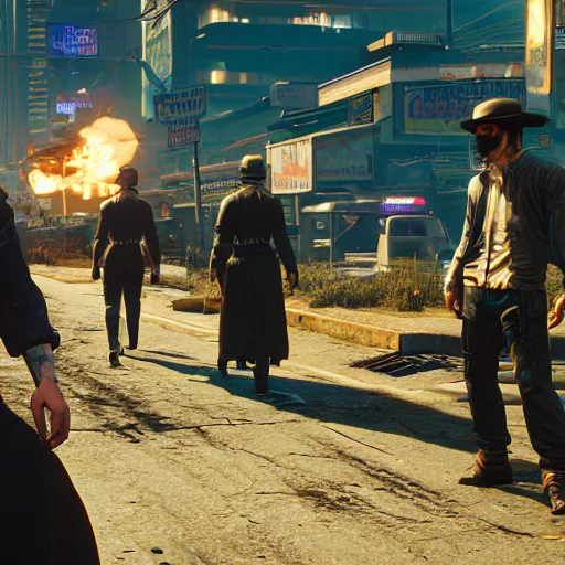 Prompt: Amish revenge in Cyberpunk 2077. CP2077. 3840 x 2160