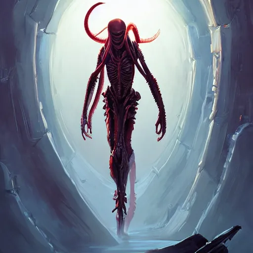 Image similar to xenomorph from alien, horror, game design fanart by concept artist gervasio canda, behance hd by jesper ejsing, by rhads, makoto shinkai and lois van baarle, ilya kuvshinov