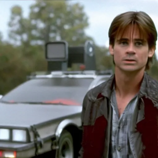 Image similar to colin farrell as Marty McFly in Back To The Future