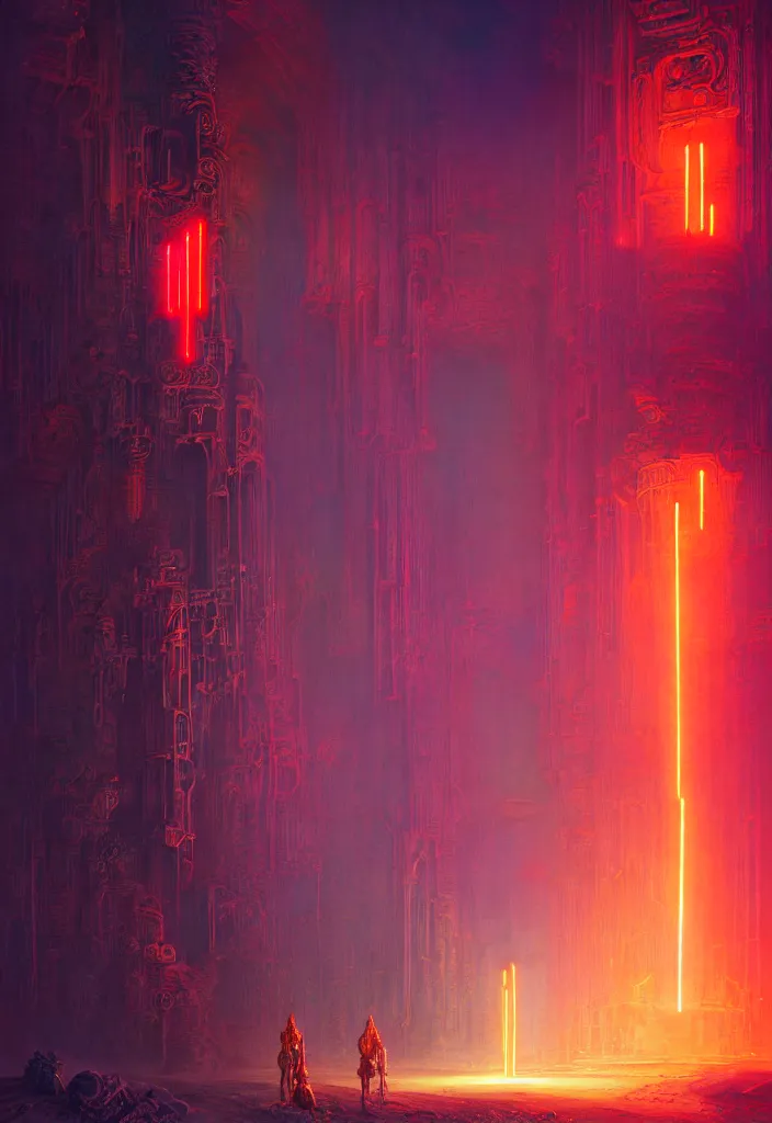 Prompt: Portrait of a young techno-mage casts glowing neon magic inside a ancient steel ruins. Barchans and dunes of sand. Art by Finnian MacManus, Simon Stalenhag, Arthur Rackham. Masterpiece, fantasy art, steampunk, hyperdetailed, photorealistic, hyperrealism