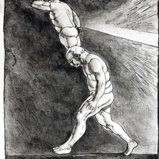 Prompt: george costanza walking up jacob's ladder by william blake