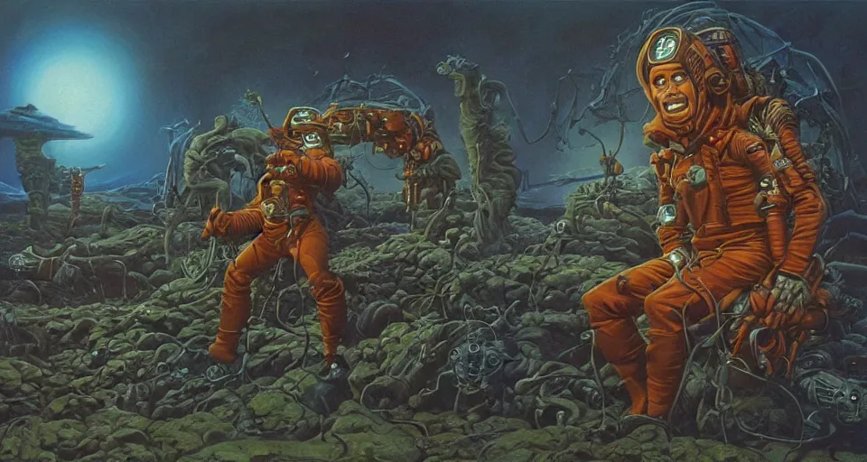 Image similar to masterpiece oil painting by the great famous sci - fi artist michael whelan.