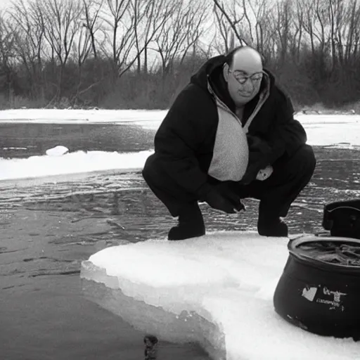 Prompt: george costanza ice fishing