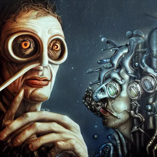 Image similar to full - face close - up portrait, sandman god of dreams wearing an plague - doctor mask, deliver me cosmic sight, by patrick woodroffe, by igor morski, by laurie lipton, valley of the damned background, cinematic lighting, volumetric lighting, neosurrealism, realistic shadows, sandman, particle effects, rendered in octane, fantasy