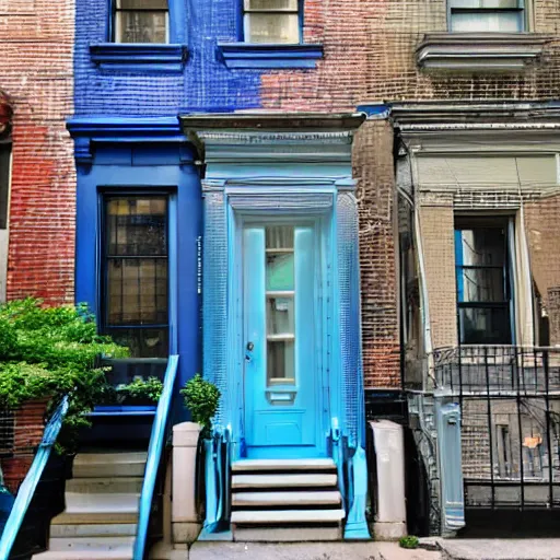 Prompt: a little blue house in Manhattan