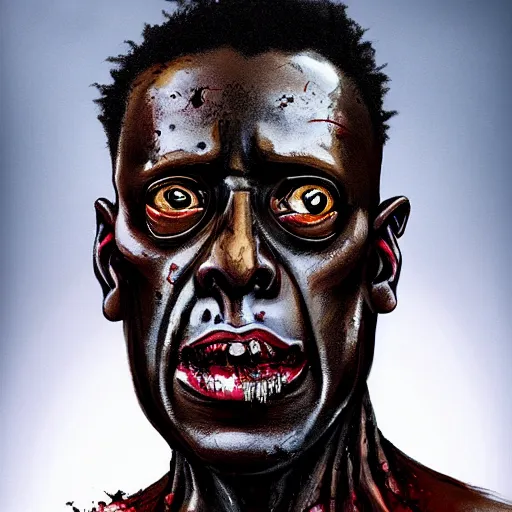 Image similar to a zombie Wesley Snipes, by WLOP, horror, wounds, bloody, dark fantasy, trending on artstation