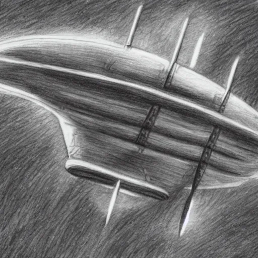 Prompt: black - and - white pencil drawing of a spaceship