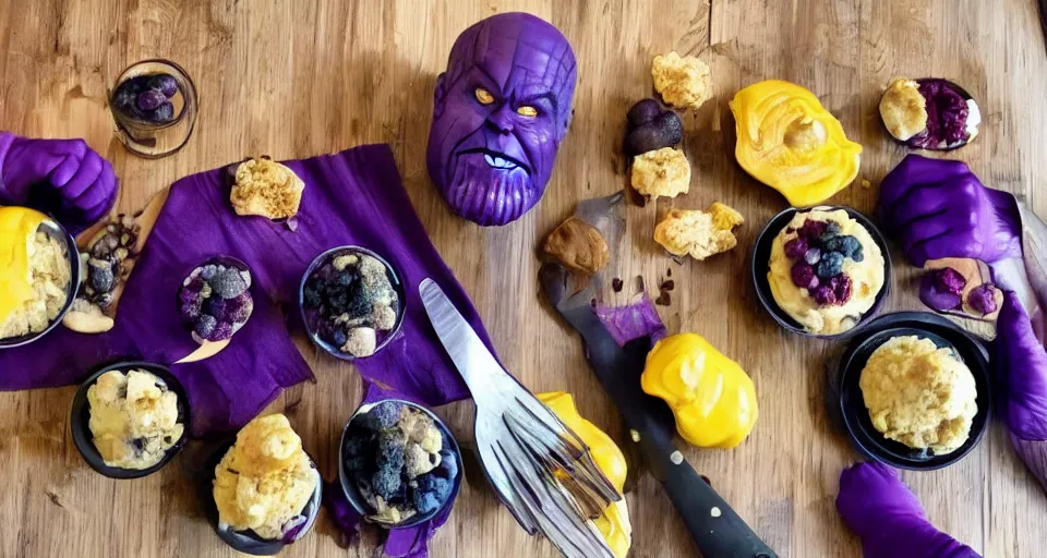 Image similar to thanos morning cooking show