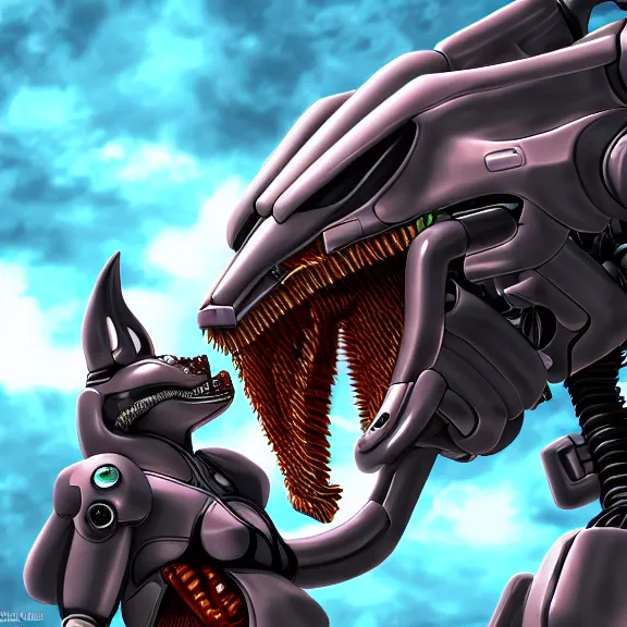 Image similar to detailed shot of getting swallowed by a hot anthropomorphic robot mecha female dragon, surrounded by her esophagus, food pov, prey pov, micro pov, vore, digital art, furry art, high quality, 8k 3D realistic, macro art, micro art, Furaffinity, Deviantart, Eka's Portal, G6