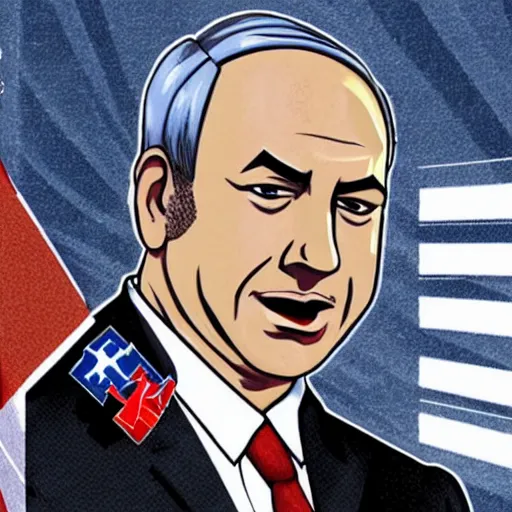 Image similar to photo of Benjamin Netanyahu, anime style