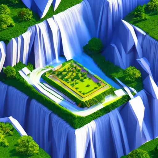 Prompt: low poly art of new york on a floating island in the sky, low poly, isometric art, 3d render, waterfall, high detail, artstation, concept art, behance, ray tracing, smooth, sharp focus, ethereal lighting