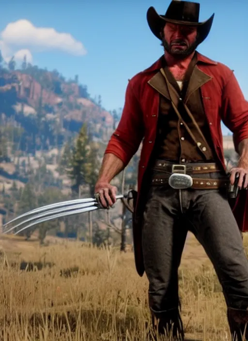 Image similar to film still of wolverine in red dead redemption 2 ( 2 0 1 8 video game )