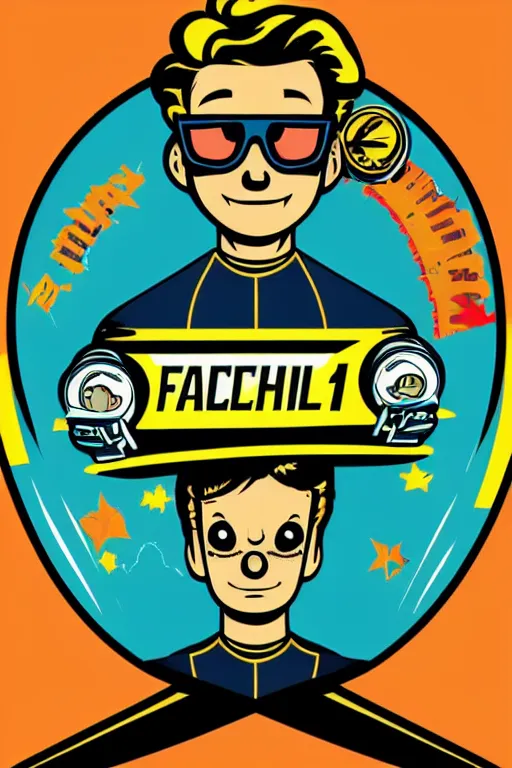 Image similar to fallout 7 6 retro futurist illustration art by butcher billy, sticker, colorful, illustration, highly detailed, simple, smooth and clean vector curves, no jagged lines, vector art, smooth andy warhol style