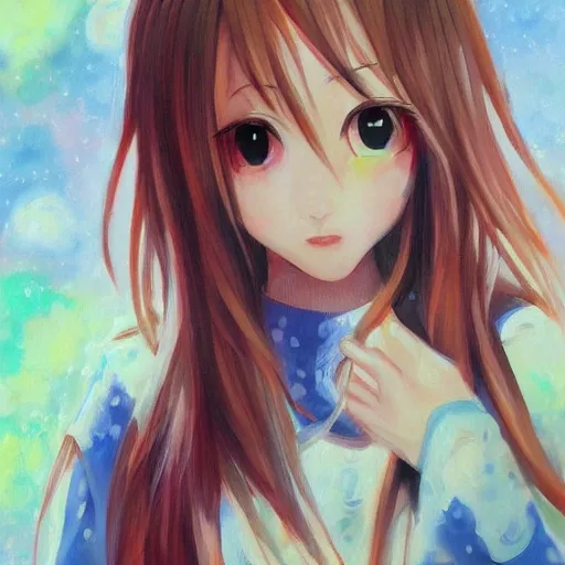 Image similar to CSP oil painting of a beautiful pretty pure kawaii cute lovely innocent elegant hot nice sweet girly feminine long hair anime waifu sister girl Trending on Pixiv