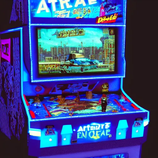 Prompt: 1990s arcade machine, octane render, unreal engine, digital art, Artstation, Trending on Artstation, Artstation HQ, Artstation HD, cgsociety, Pinterest, 8k , close up to the screen, wide angle, godrays, volumetric, reflections, cinematic, epic, creative, coherent, 3D Render,