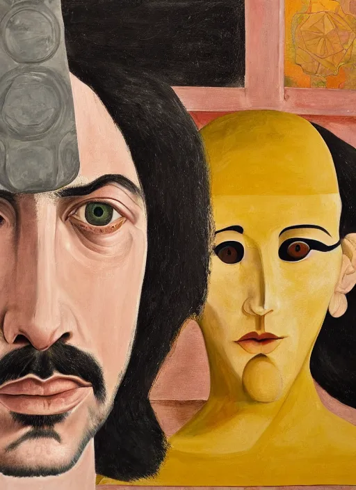 Prompt: high quality detailed painting by francesco clemente, keanu reeves