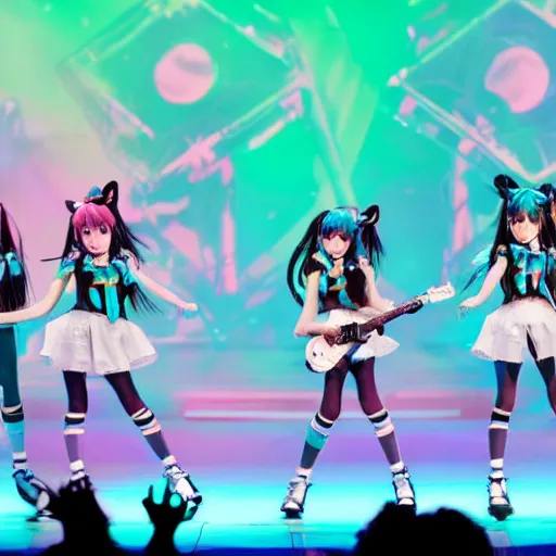 Image similar to magical mirai concert, hatsune miku on stage, high quality photo