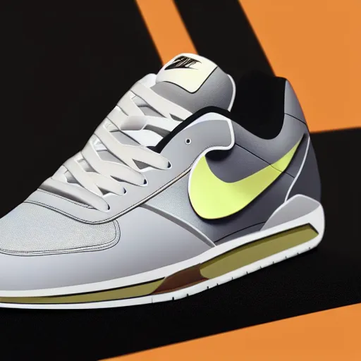 Prompt: sneaker design by Nike and apple showcase render photorealistic photography model image editorial