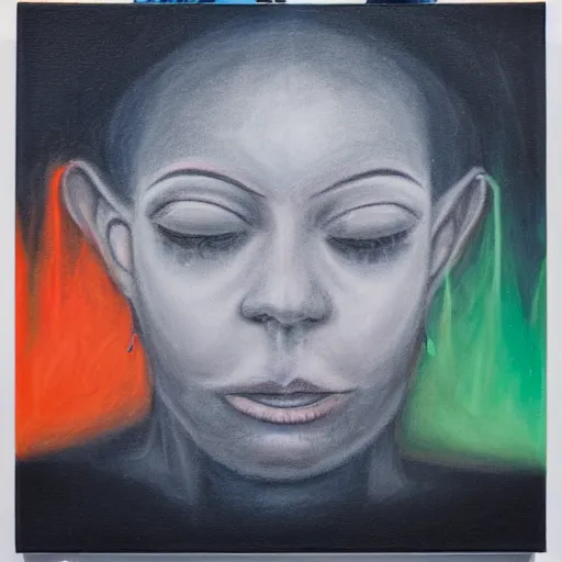 Image similar to psychedemia conference, chalk on canvas