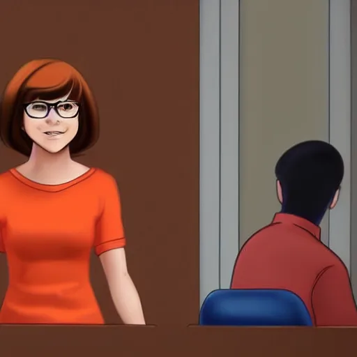 Velma Dinkley from Scooby Doo in court for falsely, Stable Diffusion