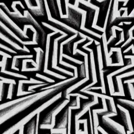 Prompt: pencil drawing of a maze