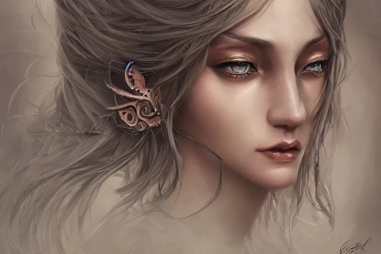 Prompt: a female face, fantasy, elegant, intricate, highly detailed, digital painting, artstation, concept art, sharp focus, illustration, art by Anita Hagan