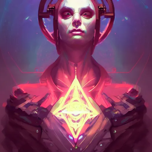 Image similar to a portrait of a cybernetic illuminati occultist, cyberpunk concept art by pete mohrbacher and wlop and artgerm and josan gonzales, digital art, highly detailed, intricate, sci-fi, sharp focus, Trending on Artstation HQ, deviantart, unreal engine 5, 4K UHD image