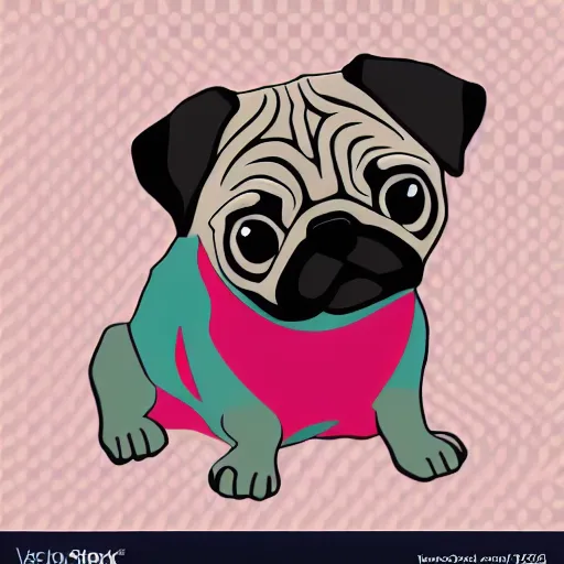 Image similar to cute pug color splash vector