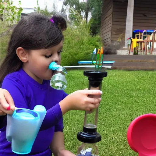 Image similar to A kindergarten teacher demonstrating how to use a bong